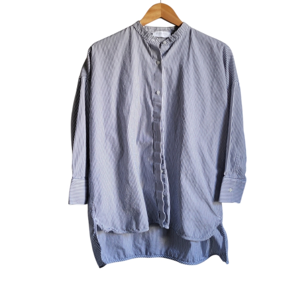 EVERLANE Cotton Oversized Striped Button Down Shirt 4